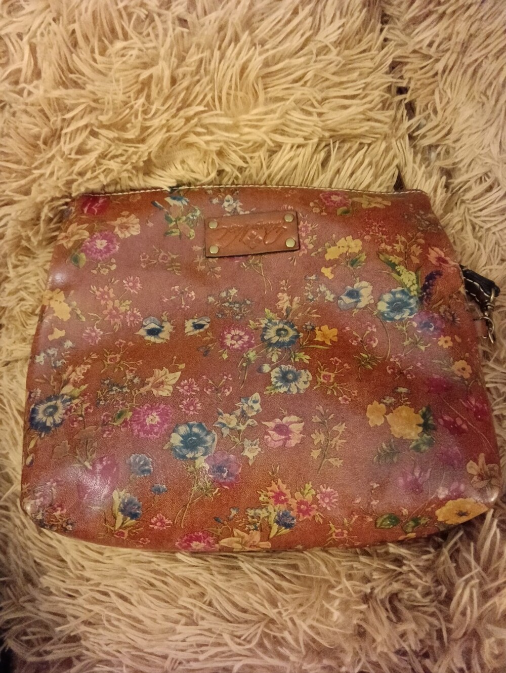 Patricia Nash Floral Embossed Leather Wristlet Clutch - Brown - Picture 3 of 8